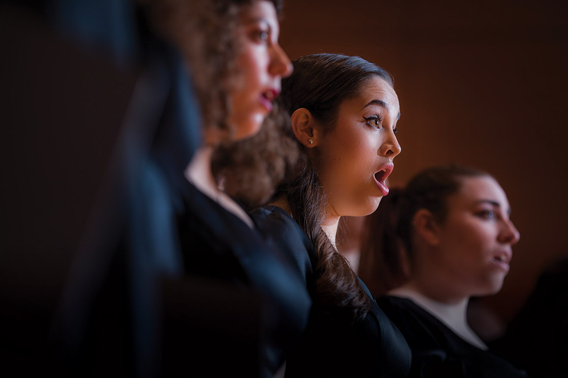 Students singing in choir